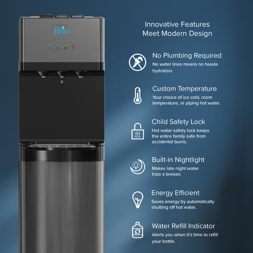 Brio 500 Series No-Line Black Stainless Bottom Load Water Cooler