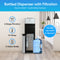 Experience convenient access to clean, refreshing water at home with the Bottom Load No-Line Water Filtration Dispenser - Model 520. Compatible with a 5-gallon water jug, this modern kitchen dispenser features 2-stage filtration and tri-temp options. Easy to install with no plumbing required, it provides a seamless solution for your hydration needs.