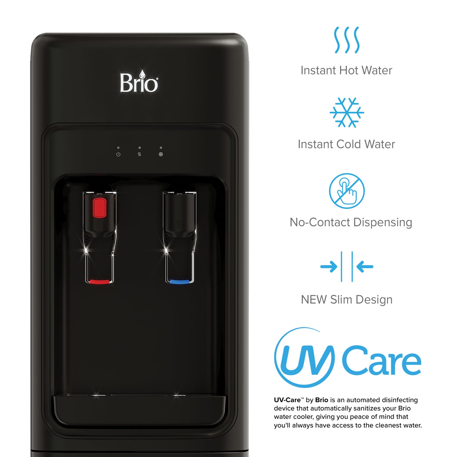 Brio 300 Slim Series 2Stage Black Bottleless Water Cooler Brio Water