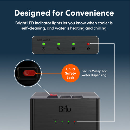 Brio 500 Series 4-Stage UF Bottleless Water Cooler Black Stainless