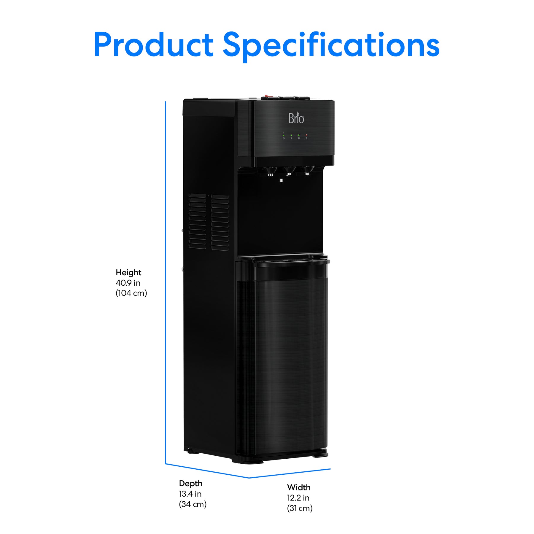 Brio 500 Series 4-Stage Reverse Osmosis Black Stainless Bottleless Water Cooler