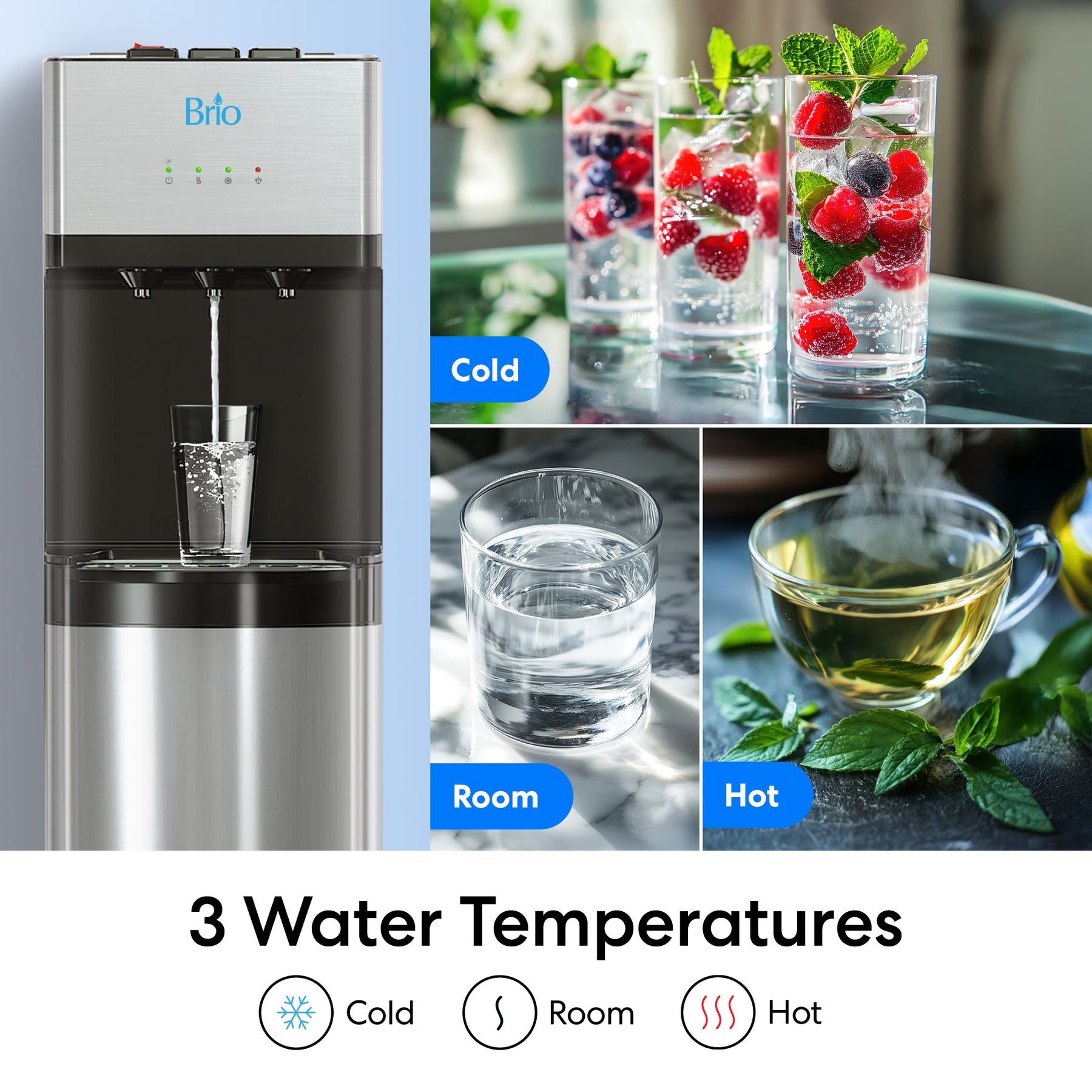 Brio 500 Series 4-Stage Reverse Osmosis Stainless Bottleless Water Cooler