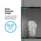 A glass filled with ice sits beneath the water dispenser spout of the Reverse Osmosis Filtered Bullet Ice & Hot/Cold Water Stainless Steel Dispenser - Moderna 720 Ice. Blue text and arrows showcase its generous 10.5-inch dispense height, making it easy to accommodate tall glasses and bottles. This advanced dispenser also features a bullet ice maker, ensuring purified water and refreshing ice are always conveniently available.
