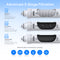 Three cylindrical water filter cartridges labeled Stage 1 Sediment, Stage 2 Pre Carbon, and Stage 3 Carbon Block are shown with icons and text detailing their filtration functions against a range of contaminants. Specifically engineered for the Moderna 730 3-Stage Coffee Maker & Bottleless Water Filtration Dispenser, these advanced filters provide seamless compatibility with your coffee maker or bottleless water cooler and dispenser—ensuring consistently cleaner, fresher-tasting beverages every time.