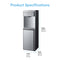 The Reverse Osmosis Bottleless Water Dispenser - Moderna 730 RO is a tall, silver water cooler featuring intuitive control buttons on top. Its dimensions are 40.94 inches (104 cm) in height, 12.2 inches (31 cm) in width, and 13.39 inches (34 cm) in depth.
