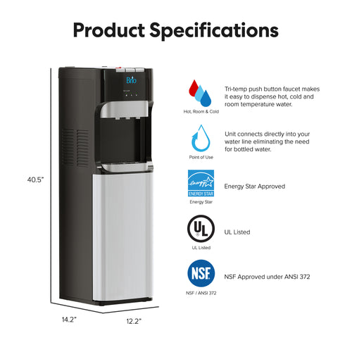 Brio 400 Series 4-Stage Reverse Osmosis Bottleless Water Cooler