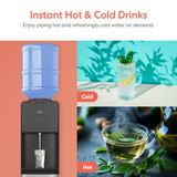 the Brio 130 top load water cooler offers hot and cold water on demand.