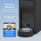 A Top Load Water Dispenser with Built-In Pet Station - Model 320 is shown filling a stainless steel pet bowl with water. An inset image features a dog holding the same bowl. Text highlights the bowl’s features: 51oz capacity, dishwasher safe, and rust-resistant stainless steel—making it perfect for any pet station setup.
