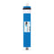 The Reverse Osmosis Membrane 75 GPD is a blue and white cylindrical NSF-certified filter with a labeled 75 GPD capacity, shown upright on a white background—ideal for providing purified water at home.