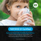 A young child with short brown hair drinks purified water from a clear glass. A blue banner reads "NSF/ANSI 61 Certified" for the Industrial Reverse Osmosis Membrane 10,500 GPD, highlighting dissolved solids removal.