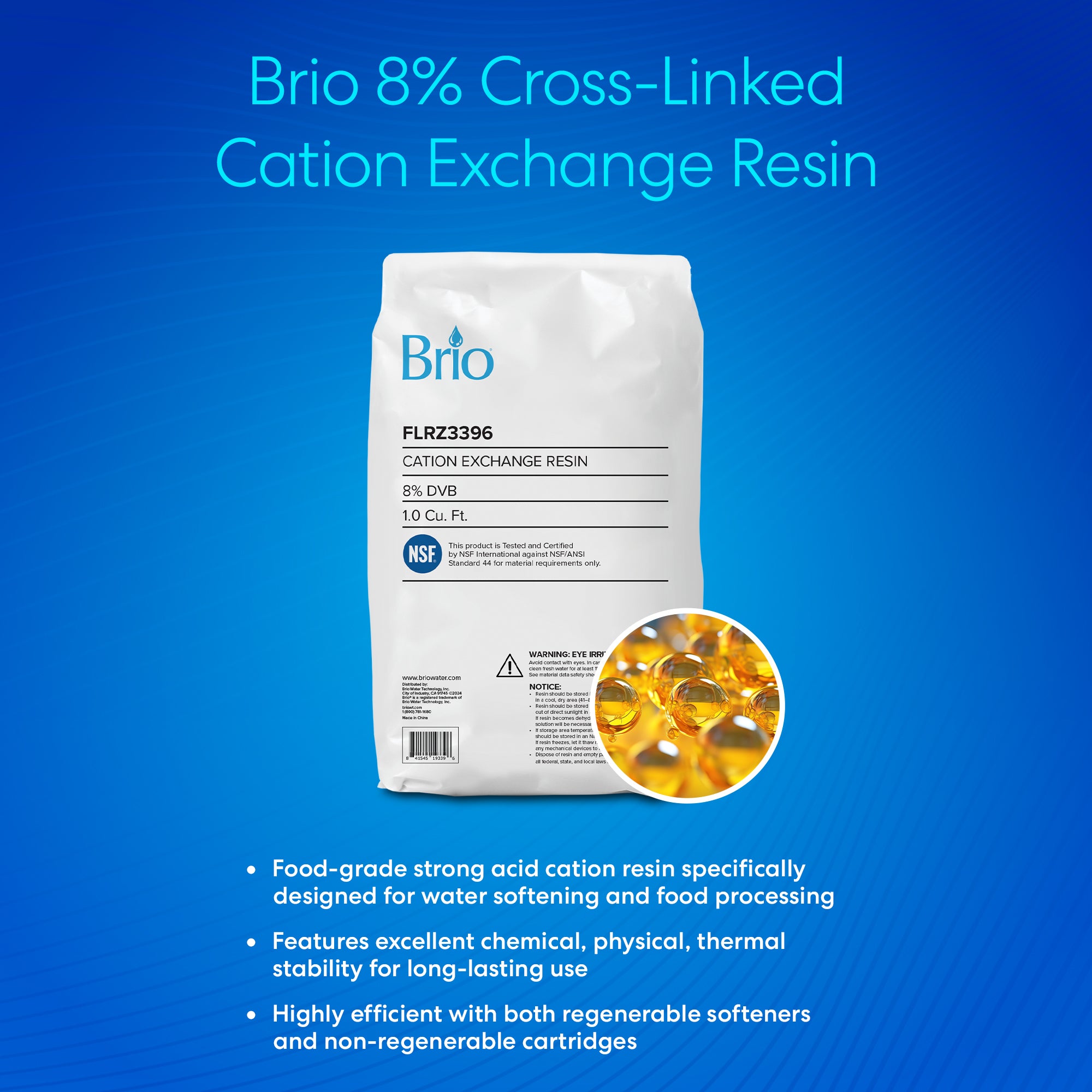 Cation Exchange Resin - 8% Cross-Linked DVB