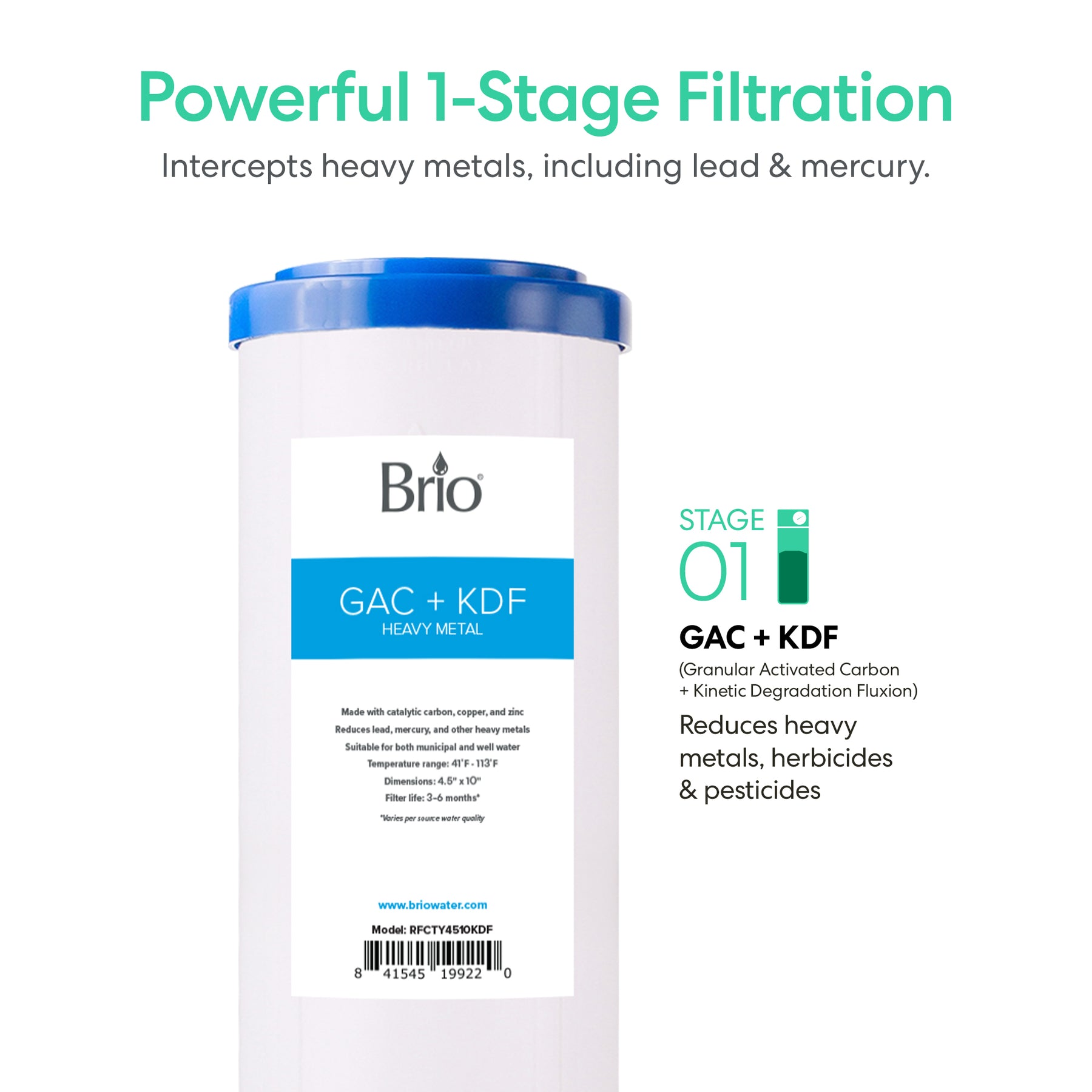Brio Single Stage Whole House Filtration System – 10" Heavy Metals