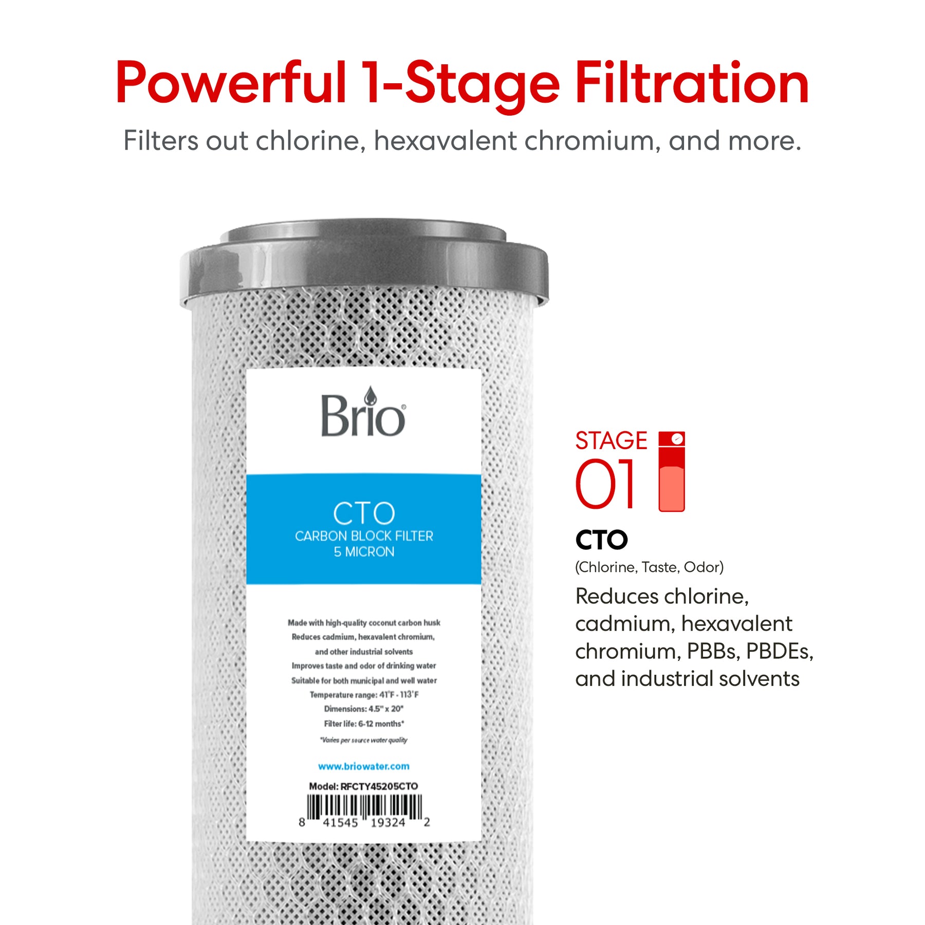 Brio Single Stage Whole House Filtration System – 20” CTO