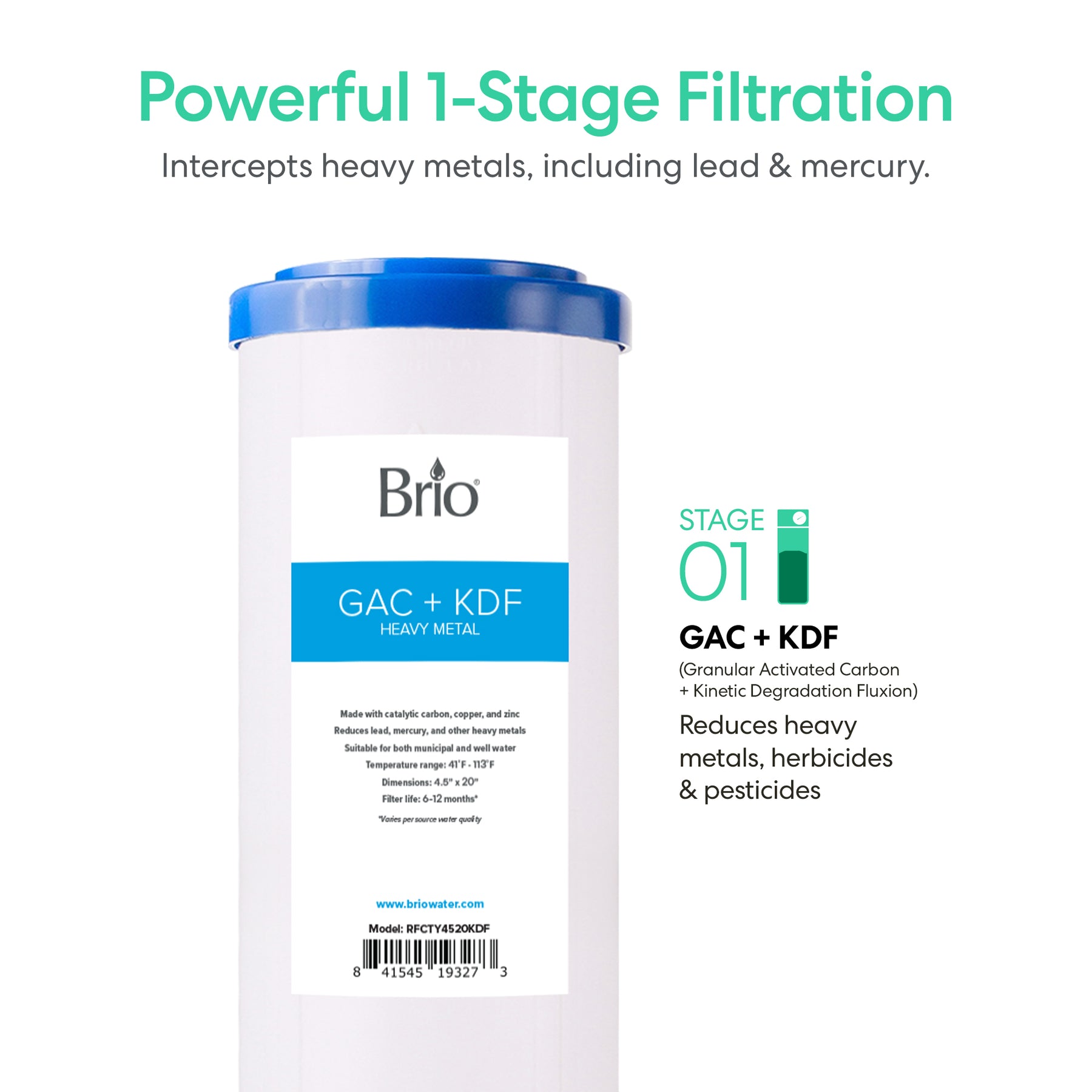 Brio Single Stage Whole House Filtration System – 20" Heavy Metals