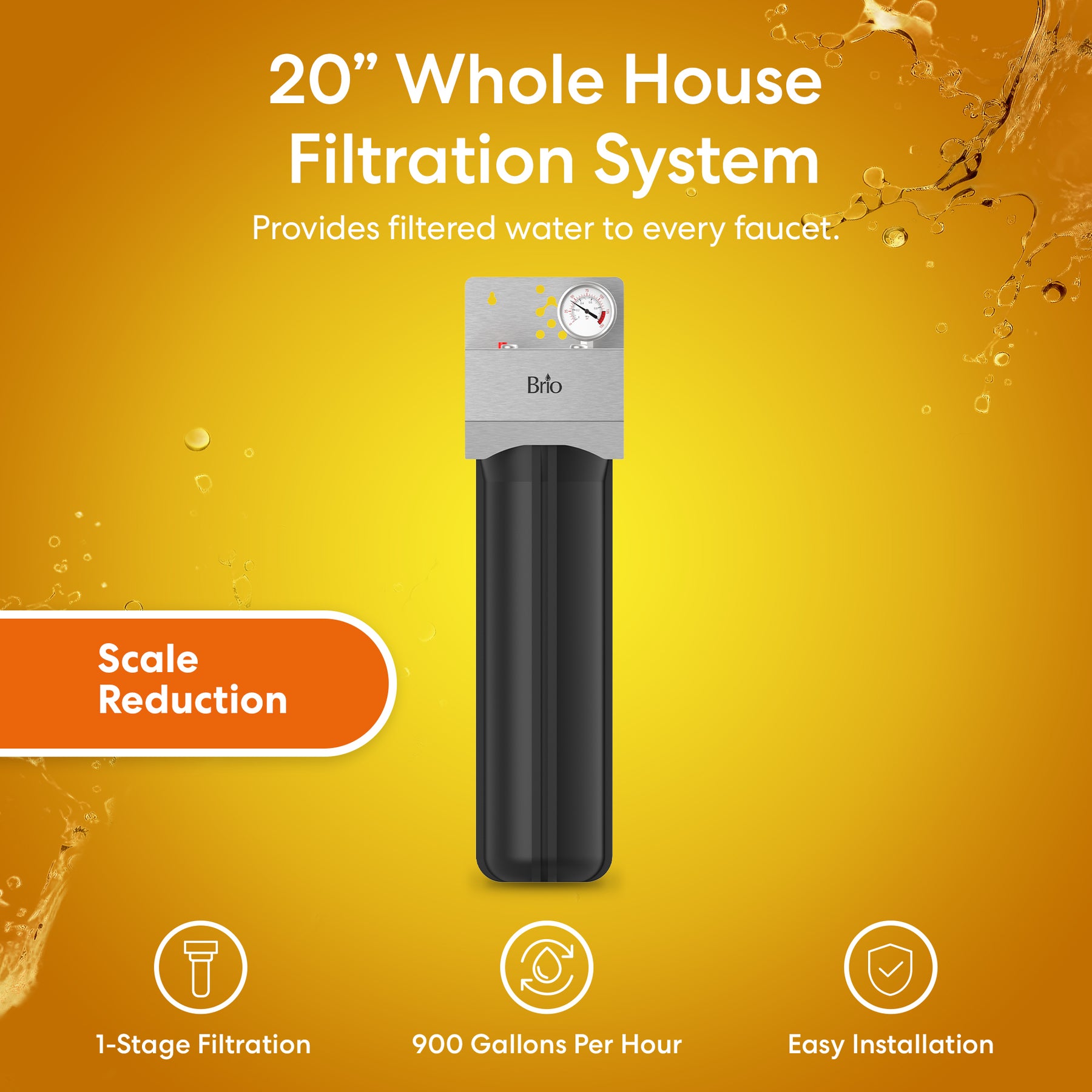 Brio Single Stage Whole House Filtration System – 20" Anti-Scale