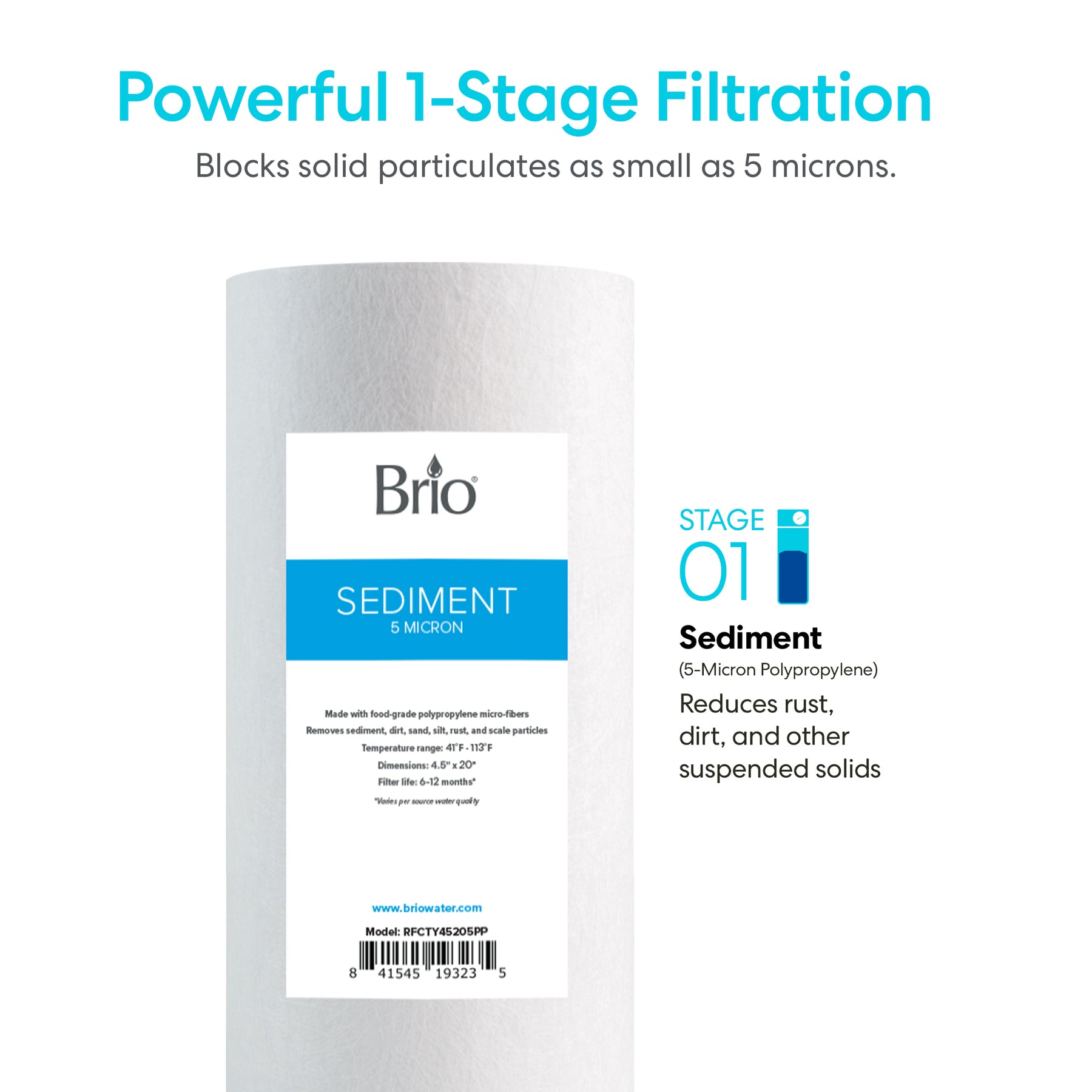 Brio Single Stage Whole House Filtration System – 20" Sediment