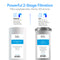 Infographic of the 2-Stage Whole House Filtration System - 10" Multi-Purpose: Stage 1 removes rust and dirt with a sediment filter; Stage 2 uses a CTO filter to reduce chlorine, taste, odor, and industrial solvents.