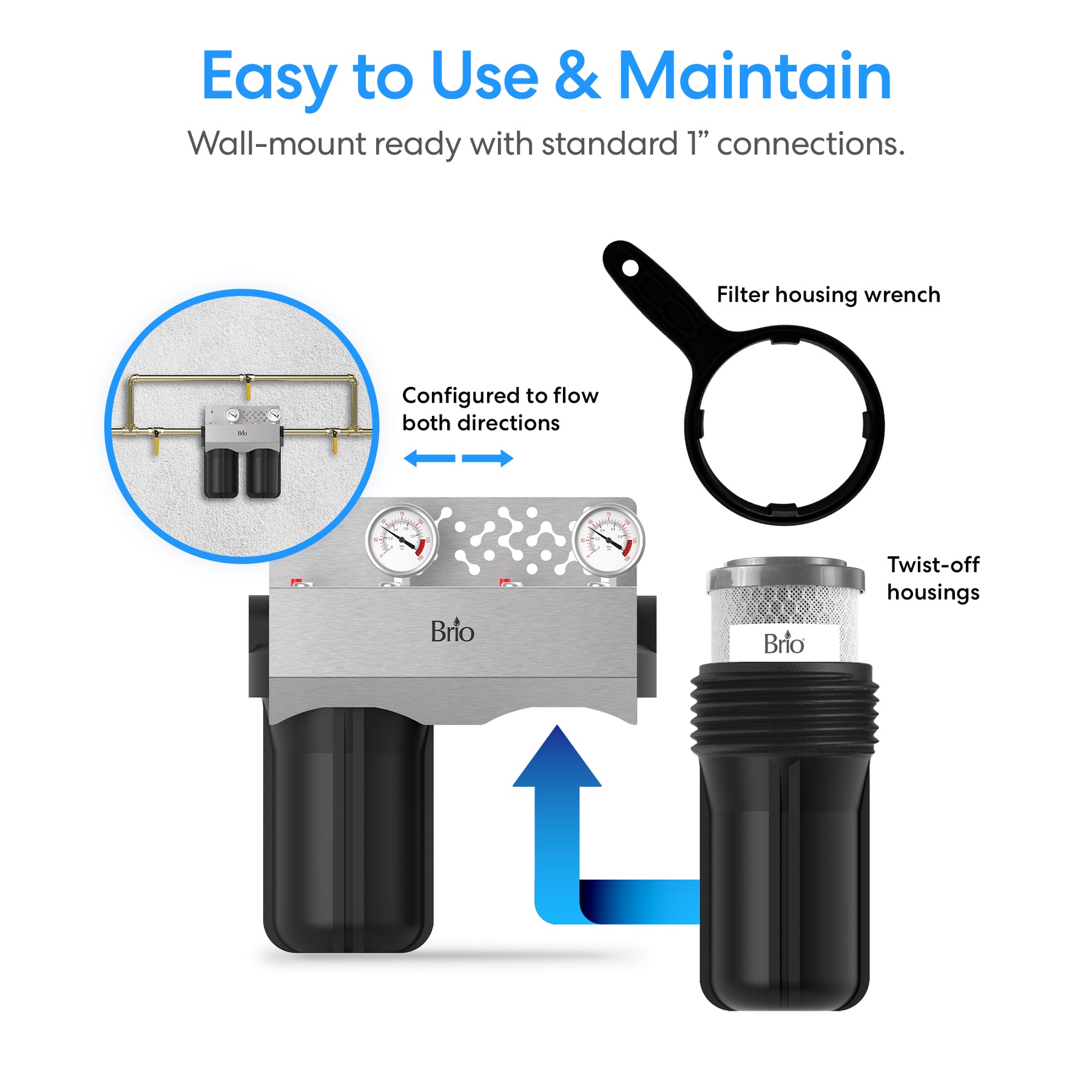 Brio 2-Stage Whole House Filtration System – 10" Multi-Purpose
