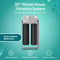 Image features the Brio 2-Stage Whole House Filtration System - 20" Heavy Metals with two black cartridges. Highlights include a heavy metals filter, 2-stage sediment filtration, 900 GPH flow rate, easy installation, and a water background.