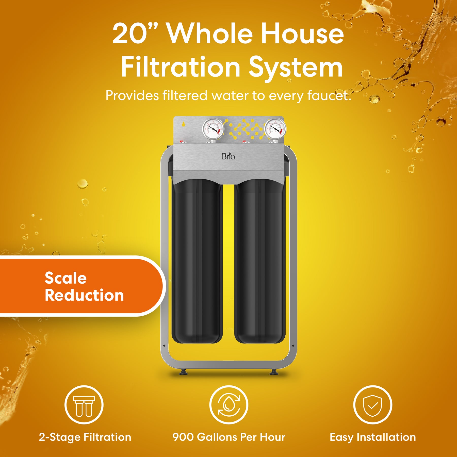 Brio 2-Stage Whole House Filtration System – 20" Anti-Scale