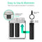 Diagram of the 3-Stage Whole House Filtration System - 20" Heavy Metals features three black filter housings, a wrench, and arrows showing twist-off and bi-directional flow. Text emphasizes easy use and simple maintenance for whole house filtration.