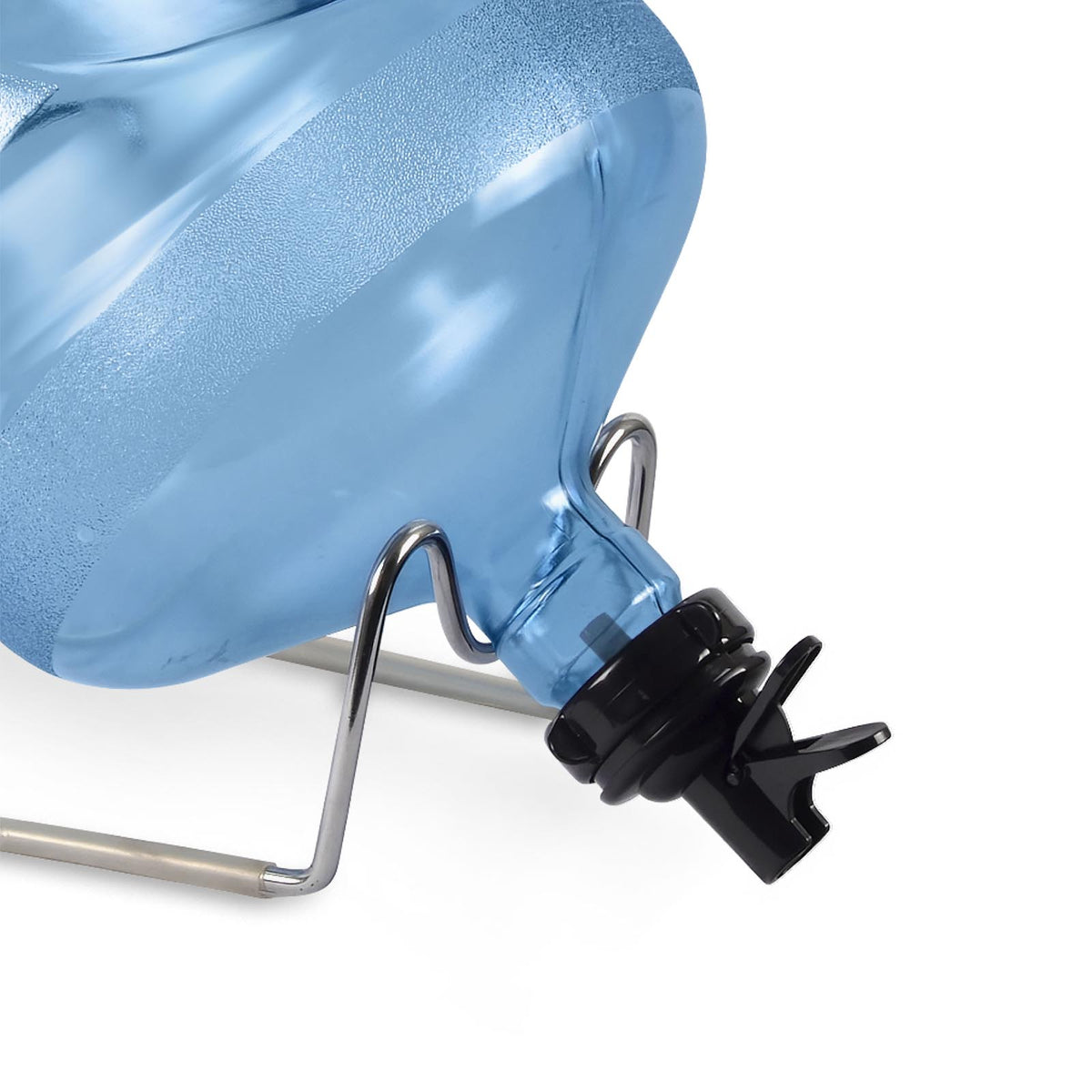 A black 55mm crown cap dispensing valve (SKU: FTCA55BLK) designed for stands is shown resting sideways against a white background.