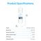 Image showing 11" RO Inline Filter 150GPD displayed vertically with labeled dimensions: height 11.42 in (29 cm), width 2.52 in (6.40 cm), and daily water filtration capacity of up to 150 gallons highlighted below.