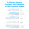 An infographic titled 5 Different Ways to Configure Your Filters Into a Fully Functional System lists five water filtration setups, featuring the 14" RO Inline Filter 150GPD. Each stage shows labeled test tubes and concise benefit descriptions.