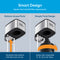 The diagram compares the 16" High Capacity All-in-One Under Sink Water Filter & Faucet, which features bottom access ports, to a compact water filter with a simple twist design—highlighting both ease of installation and compatibility with various filter sizes.