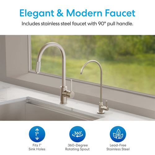 Brio 26" Single Housing Undersink Water Filtration System with Faucet