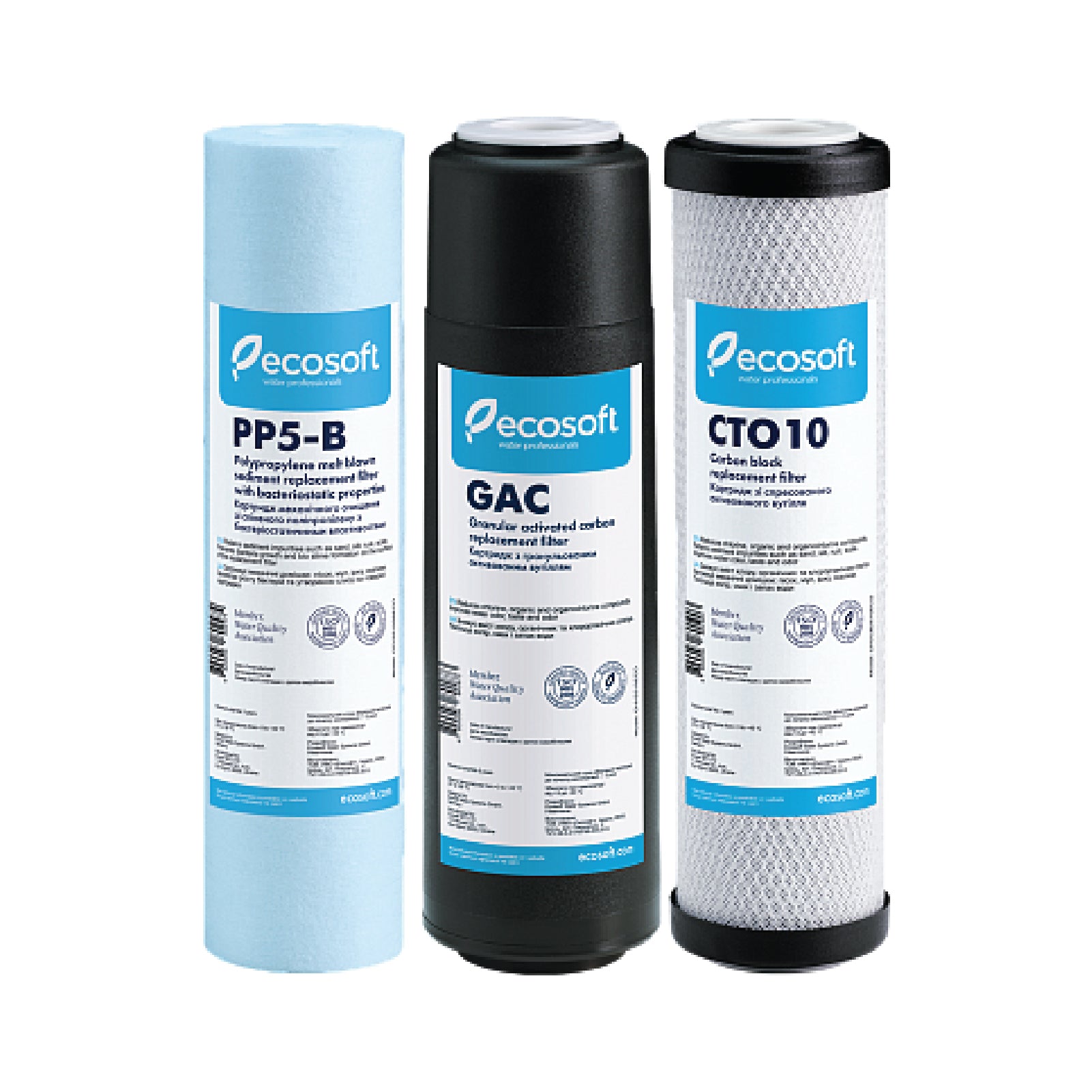 Ecosoft Replacement Filter Set (Stages 1 -2-3) for Reverse Osmosis Filter Systems