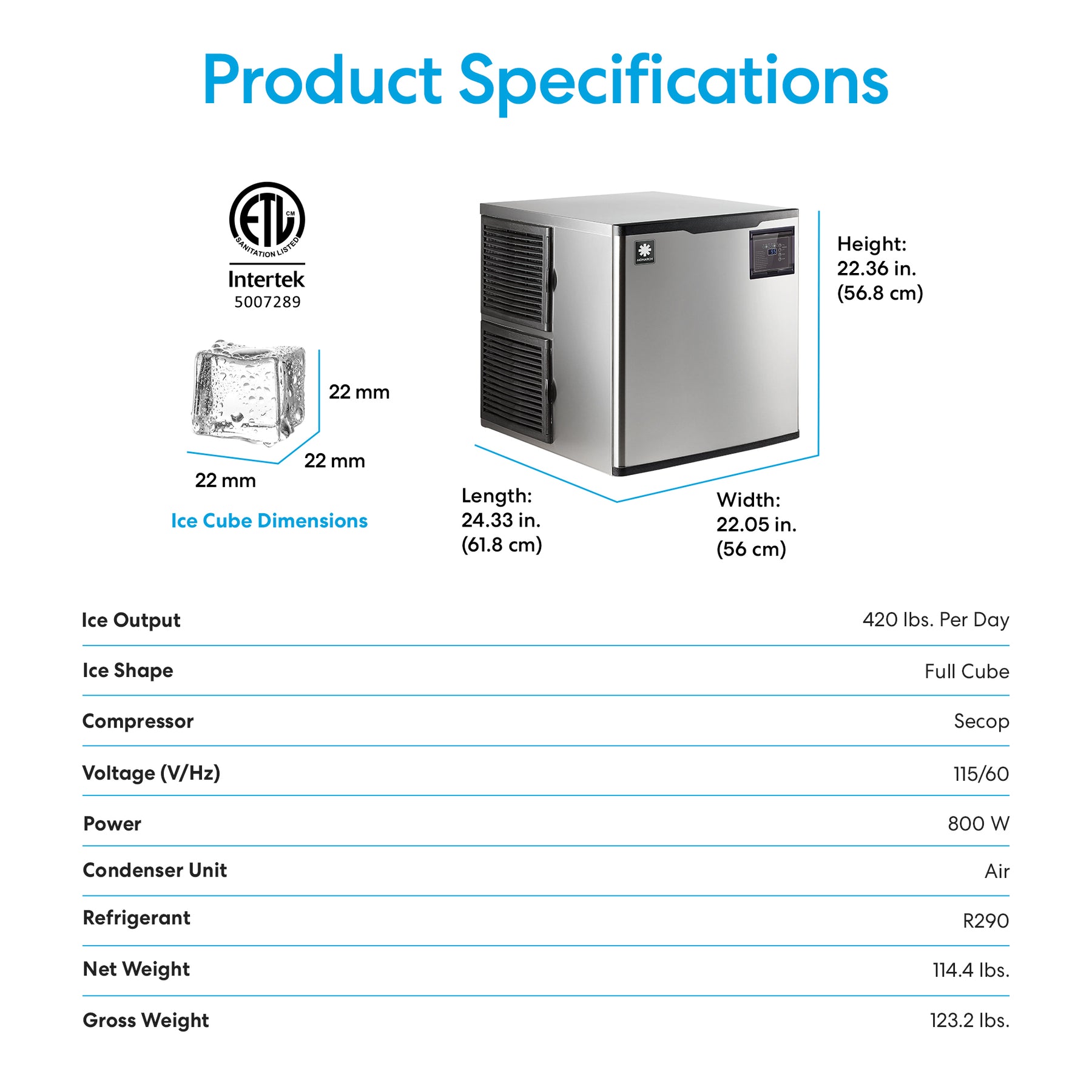 Monarch 420 lb Capacity Modular Ice Machine