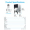 Product specifications chart for the Monarch 120 lb. Capacity Ice Machine with 40 lb. Storage Bin: includes dimensions, daily ice output, bin capacity, refrigeration & power info—plus a 22 mm square ice cube image. Ideal undercounter unit.