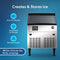 The Monarch 280 lb. Capacity Ice Machine with 80 lb. Storage Bin is shown, featuring a digital control panel, all-in-one design, customizable ice thickness, undercounter fit, and ability to make and store up to 280 lbs. of ice per day.