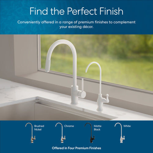 Brio Water Faucet for Filtration System, Curvy Classic Series, White Finish