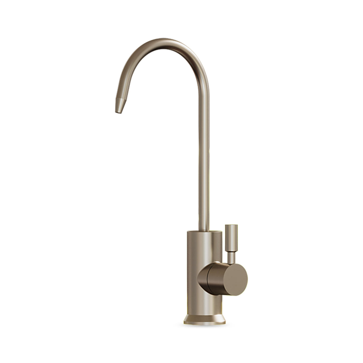 The Modern Series Water Faucet Built-In Base features a tall, curved spout and single side lever handle in brushed stainless steel, shown isolated on a white background.