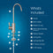 Illustration of the Modern Series Water Faucet Built-In Base installation kit with labeled parts: water faucet, built-in base, rubber O-ring, 45mm base extender, rubber washer, locking nut, locking clip, 1/4 quick connect, and 1/4 PE tubing.