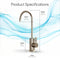 Diagram of the Modern Series Water Faucet Built-In Base (stainless steel): overall height 10.36 in. (26.3 cm), spout reach 4.92 in. (12.5 cm), base height 2.76 in. (7.0 cm), base width 1.07 in. (2.7 cm).