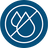 A circular blue icon with a white diagonal line over two water droplets, indicating a no-spill design feature.