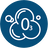 blue circular icons with white graphic representing product has ozone self cleaning function.