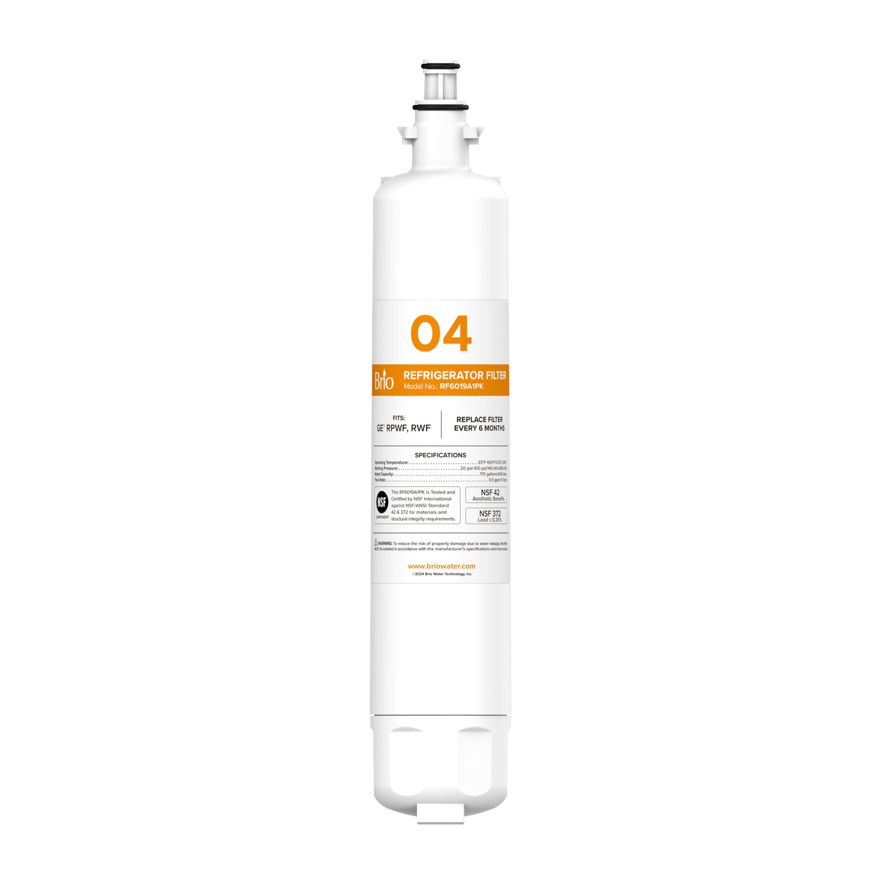 Brio 6019A Refrigerator Filter – GE RPWF, RWF1063, RWF3600A, WSG-4, DWF-36, R-3600, MPF15350