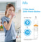A woman drinks water near a pitcher. Text highlights that one NSF-certified 6019A Refrigerator Filter lasts 6 months or 170 gallons and saves 3,200 plastic bottles. An image of the filter and blue icons are also shown.