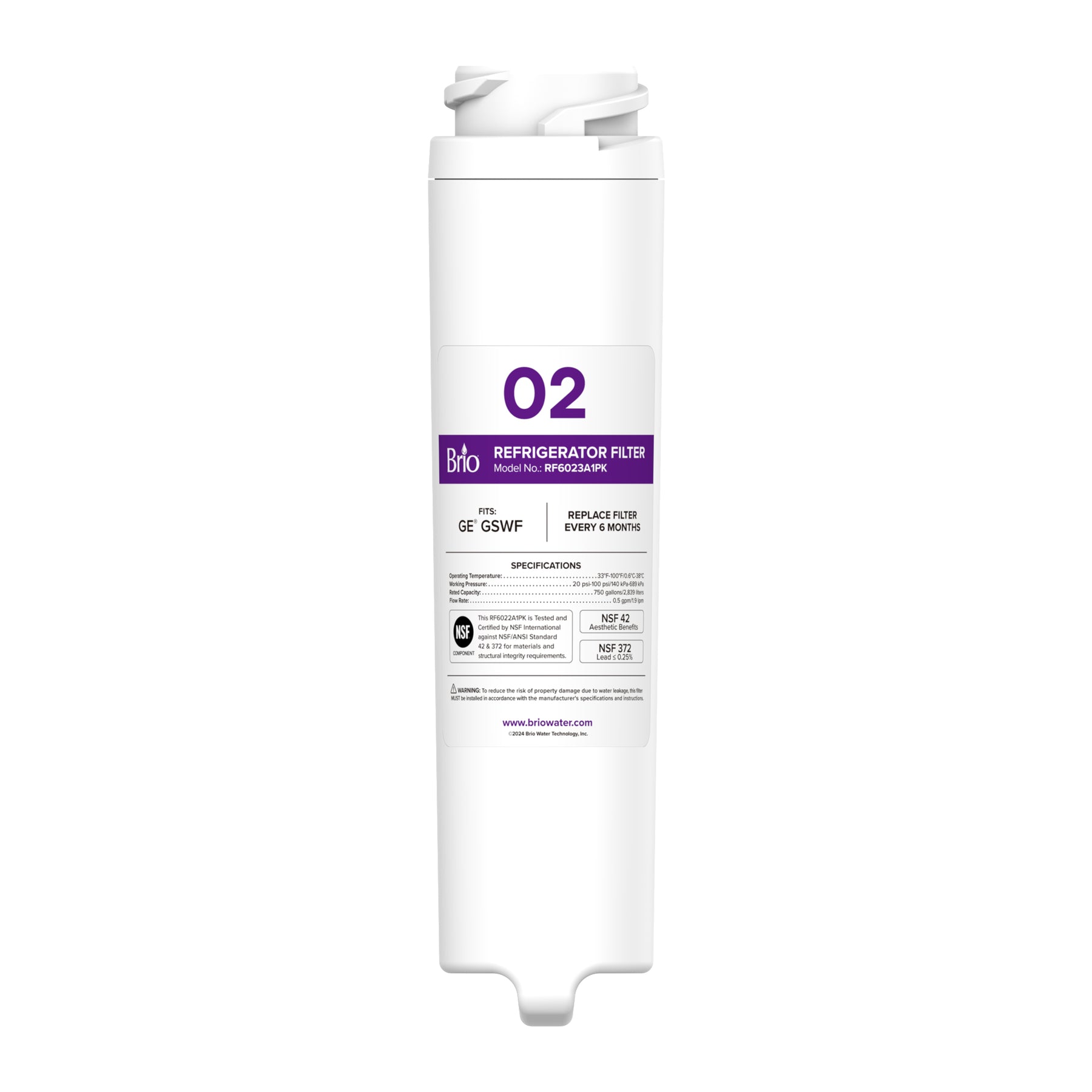 Brio 6023A Refrigerator Filter – GE GSWF, GSWF3PK, GSWFDS, 100749-C, 100749C, 100810/A, 100810A