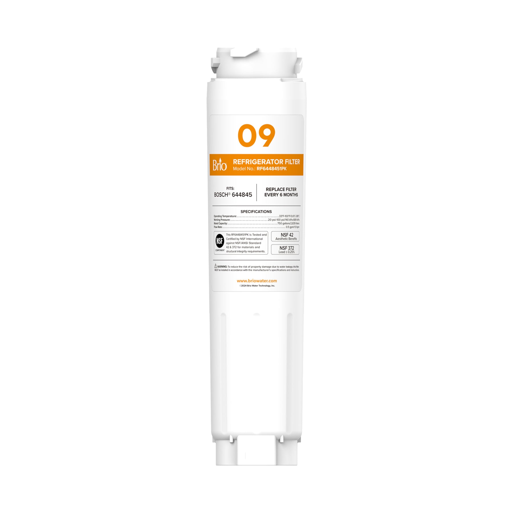 Brio 644845 Refrigerator Filter – Bosch® 644845, Haier® 0060218743, Miele® KWF1000