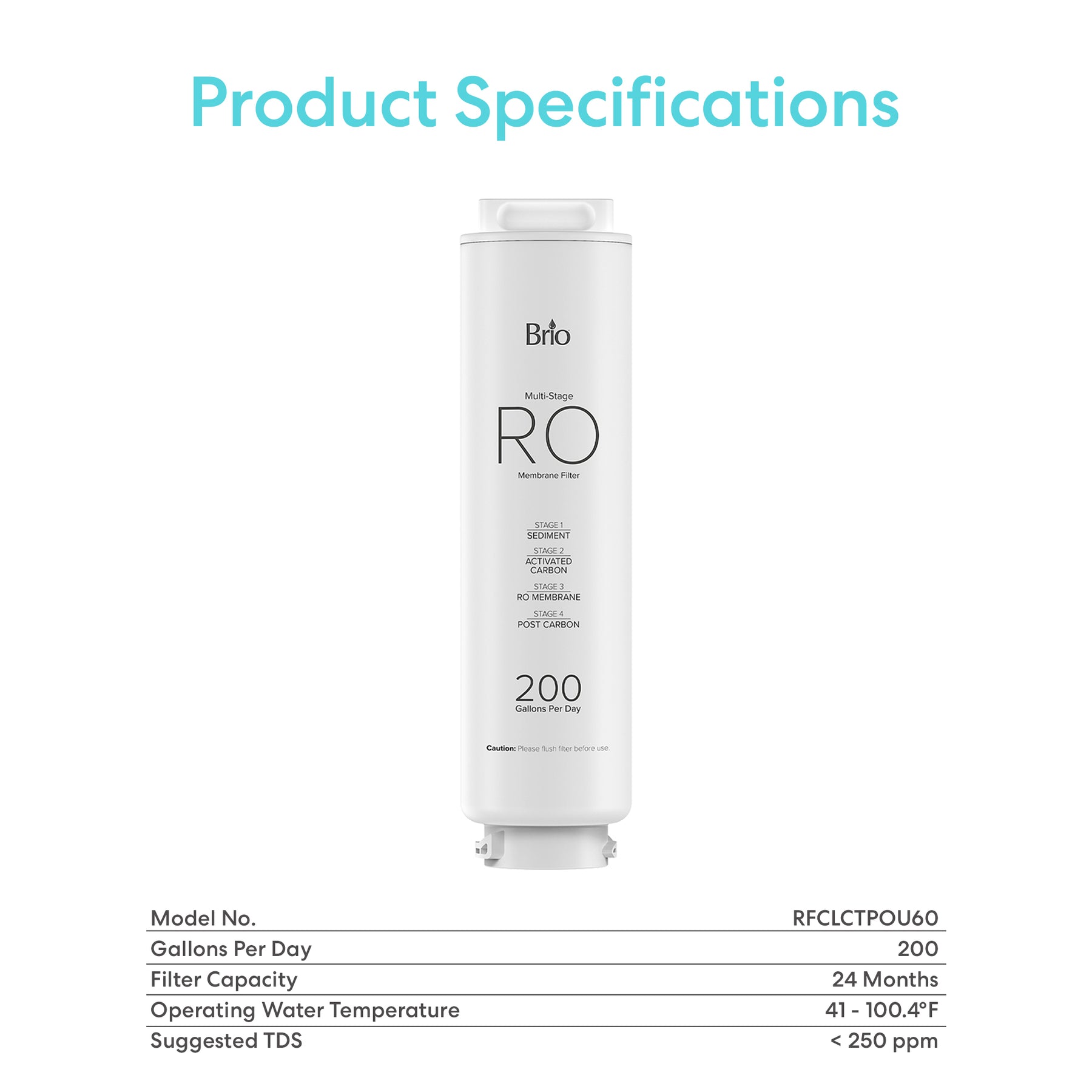 Brio Multi-Stage RO Filter 200GPD – Q60 Dispenser