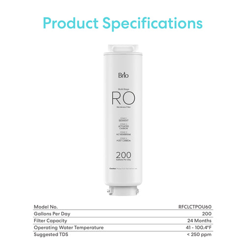 Brio Multi-Stage RO Filter 200GPD – Q60