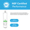 Image of the CS521 Refrigerator Filter – 3M™ Cuno CS-52, featuring the NSF logo and text: "NSF Certified Performance," "NSF 42 Aesthetic Benefits," "NSF 372 Lead ≤ 0.25%," plus a coconut shell carbon block material label.