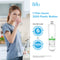A woman drinks water in a kitchen beside a CS521 Refrigerator Filter – 3M™ Cuno CS-52. Text: 1 filter saves 3,200 plastic bottles, lasts 6 months or 1,500 gallons. Image of the filter is shown on the right.