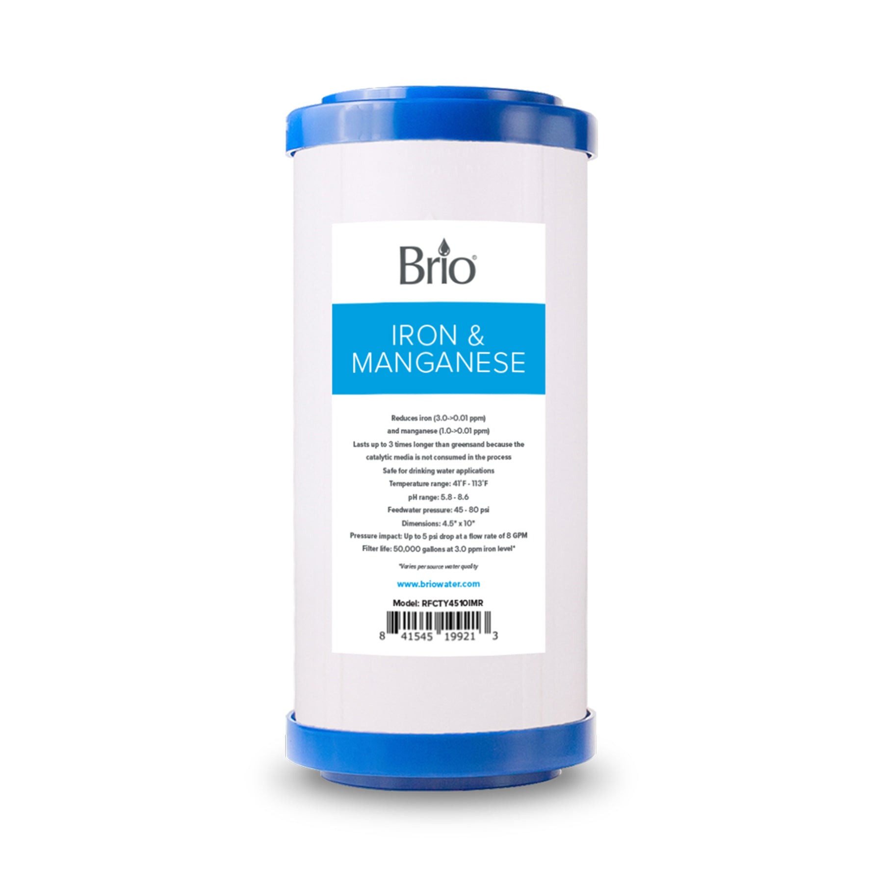 Brio Whole House 10" Iron & Manganese Filter