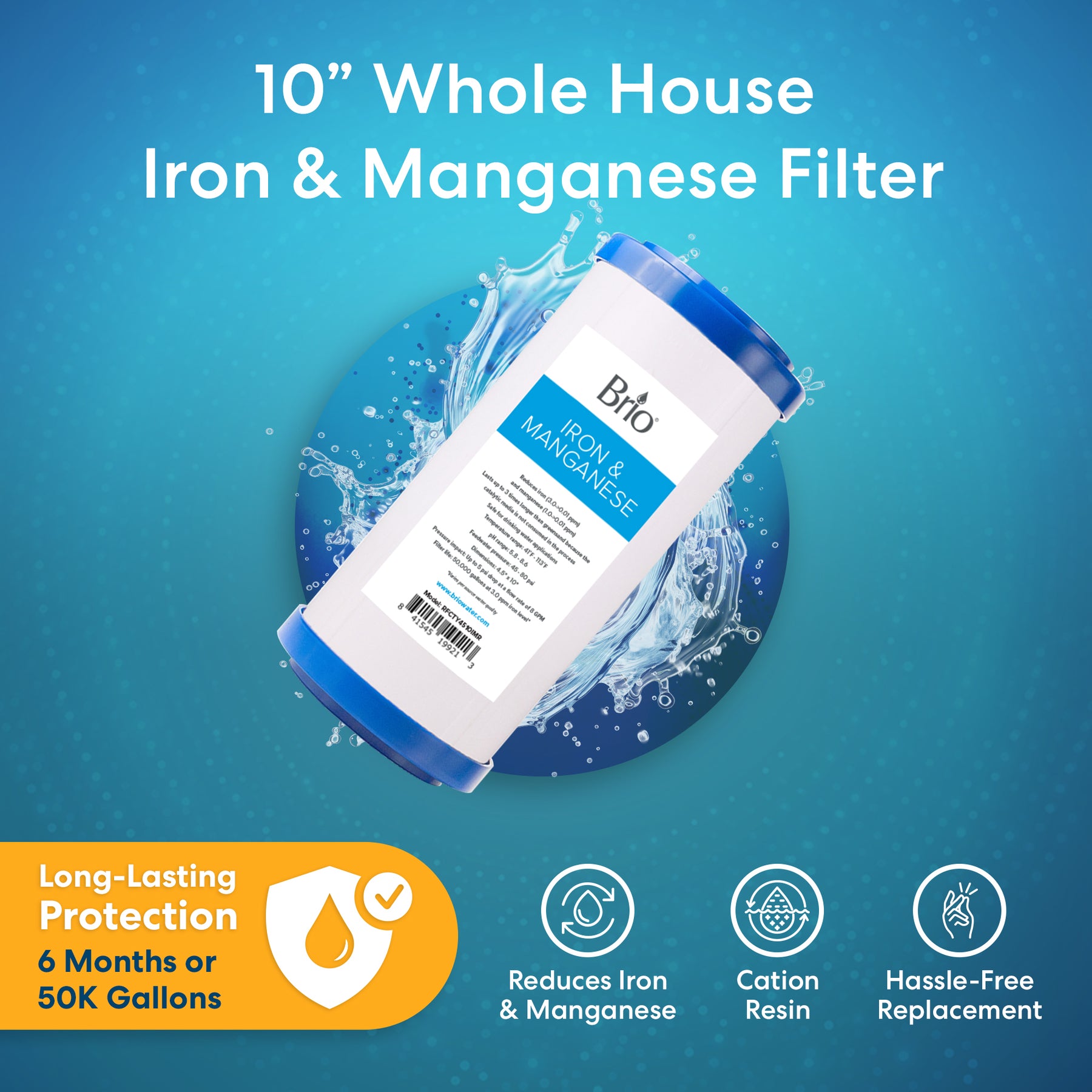 Brio Whole House 10" Iron & Manganese Filter